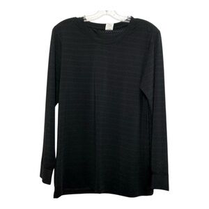Zyia Active XL  Workout Sleek Black Textured Long Sleeve Athleisure Gym Top